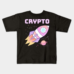 crypto pink rocket Kids T-Shirt